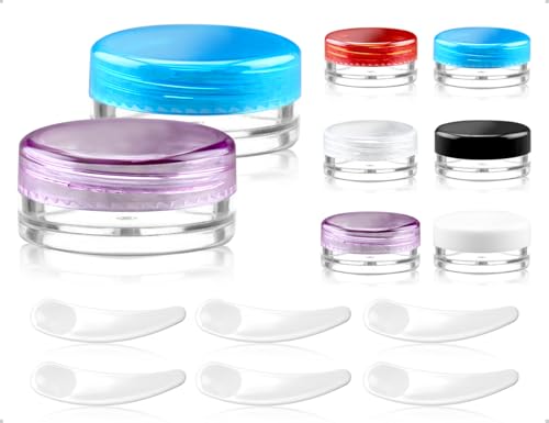 AOYEGIC Paquete de 12 Frascos Pequeños de Plástico con Tapa,Frascos Transparentes para Cremas,Mini Envases de Cosméticos,para Brillo Labial,Cremas,Lociones,Cosméticos y Uñas