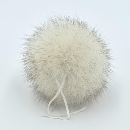 ELLIESKY Premium Echtfell Bommel XXL 14 cm - Weiß mit feinen...