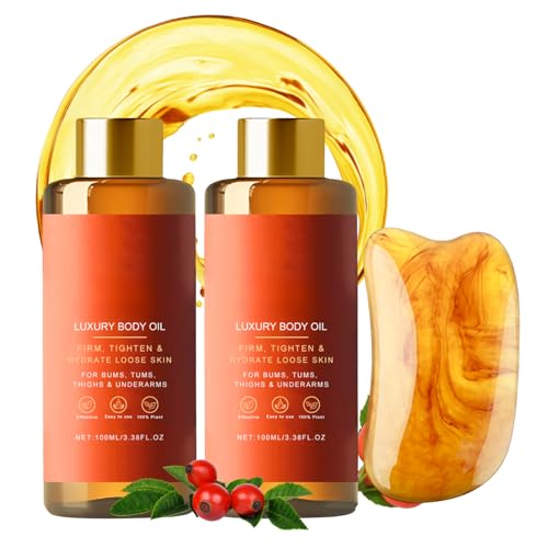 2 Stück Glow Remedy Oil Original Körperöl Straffend mit Massage Board Magic Luxury Body Oil Silk Body Oil für Frauen Hebt & Glätten Schlaffe Haut Tiefe Feuchtigkeit Massageöl für Alle Hauttypen