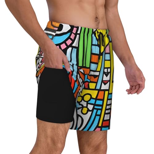 Bañador abstracto multicolor transpirable de hombre estilo casual verano 6