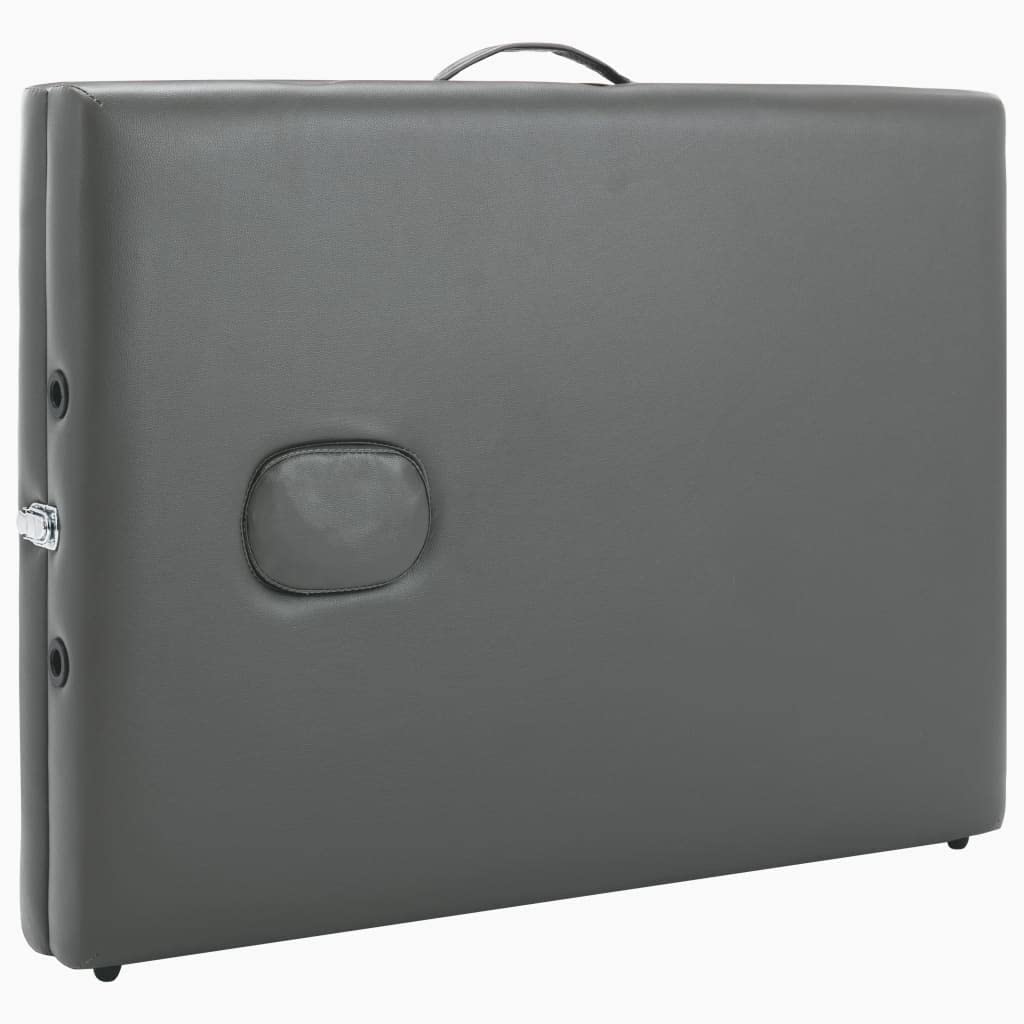 vidaXL Camilla Masaje de 2 Zonas Estructura Aluminio Antracita 186x68cm Salud Accesorios Salón Masajista Cuidado Personal Altura Ajustable Cómoda