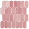 WalDecoo Peel and Stick Tile for Kitchen, Thicker Design 3D Self -Adhesive Long Hexagon Wall Tile Backsplash, Pink 10-Sheet 12"x12" Stick on Tiles, Peel and Stick Wall Tiles for Kitchen