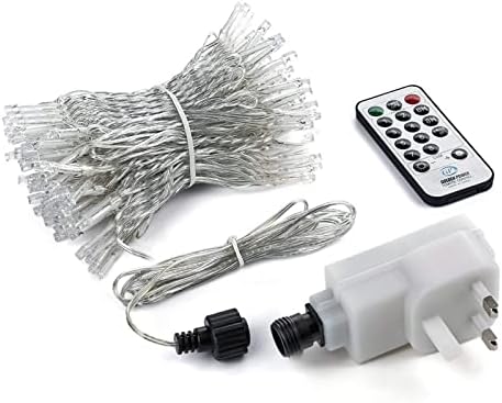 Geemoo Christmas Lights 20m/66ft 200 LED Warm White Christmas Tree Lights for Indoor Outdoor, Fairy Lights Mains Powered Remote Control & Timer Connectable Clear Cable