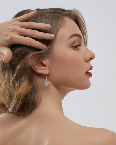 S925 Sterling Silver Turquoise Dragonfly Sunflower/Hummingbird/Butterfly/Cross/Anchor Earring Vintage Bohemian Jewelry Natural Drop/Stud Earrings Birthday Jewelry Gifts for Women4