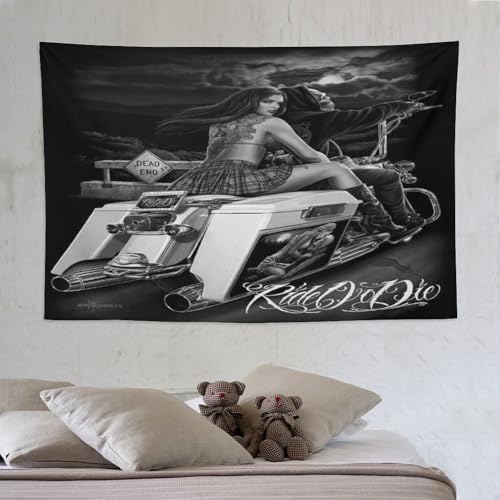 Tapisserie crâne gothique PAZZK 150x230cm grand format pour décoration murale