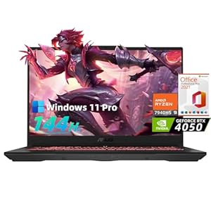 ASUS TUF A17 Gaming Laptop – 17.3″ FHD 144Hz Display, AMD Ryzen 9 7940HS, RTX 4050, 32GB DDR5, 2TB SSD, WiFi6, Backlit Keyboard, Windows 11 Pro, with Microsoft Office Lifetime License