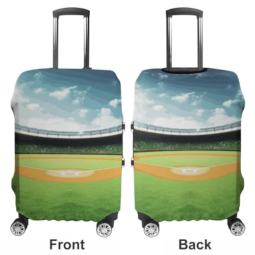 Green Baseball Field Backdrop Luggage Cover, Washable Elastic Suitcase Cover Protector Fit 18-32 Inch Luggage3