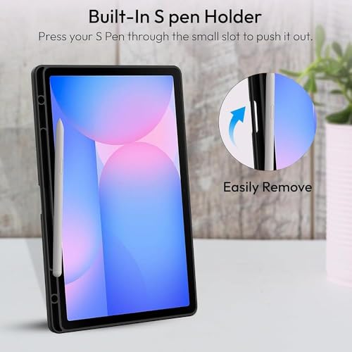 Image of reeto Smart Case for Samsung Galaxy Tab S9 /S9FE /S10FE | Auto Wake /Sleep | Shockproof Transparent Back Magnetic Stand Cover for Samsung Tab S9 11 inch /Tab S9 FE /Tab S10 FE 10.9 inch - Phantom Black