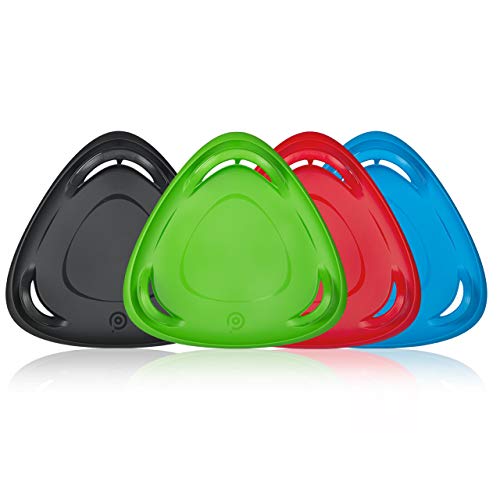 Gizmo Riders Meteor Snow Sled- Multi-Purpose Sit or Kneel Saucer Sled Built for Speed with Raised Safety Handles for Maximum Steering Control, Up to 200lbs, Snow Sled for Kids 3 and up (Red, 24 Inch)