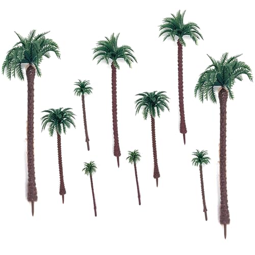 10 Stück Modell Kokospalmen, Modell Palmen, Palm Baum Modell, Modell Mini Landschaft Palme, Kunststoff Kokospalmen, Mini Modell Palmen, Für Modellbahn Eisenbahn Architektur Diorama Diy Landschaft