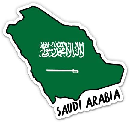 Saudi Arabia Map with Flag - Vinyl Sticker Decal for Phone, Laptop, Water Bottle - 3