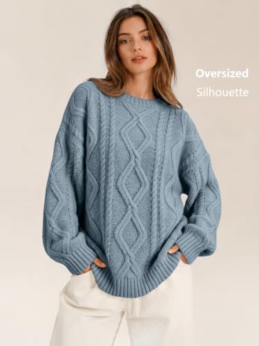 Image of Trendy Queen Women's Oversized Cable Knit Sweaters 2026 Fall Outfits | Quiet Luxury Style, Chunky Knit Texture, Winter Holiday Outfit, Easy Layering Piece, Fall Fashion Staple
