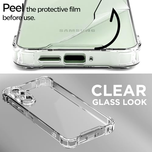 Image of Amazon Basics Back Cover for Samsung Galaxy M56 5G PC + TPU Clear Transparent Raised Edges Shockproof Protective Phone Bumper Case(Transparent)