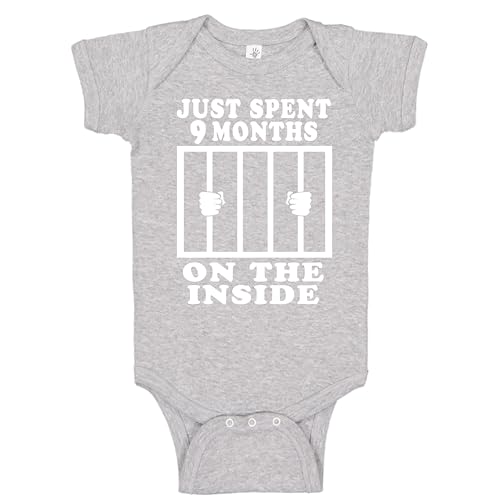 Image of Reaxion Funny Cute Baby Boy Girl Handmade Clothes Infant Just Spent 9 Months On The Inside Bodysuits