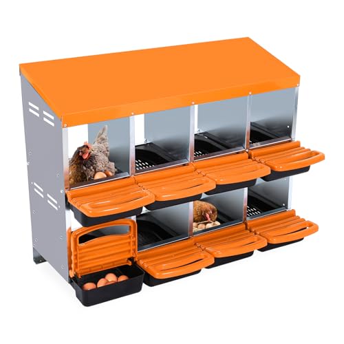 Pondoir à Poules Compartiments en Acier Galvanisé – Nid De Ponte avec Couvercle Amovible – Trous d'Aération –Nettoyage Facile – Idéal pour Poules De Toutes Races