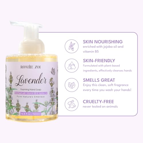 Image of ROMIIE ZOI Foaming Hand Soap, Lavender, 500ml / 16.8fl.oz | With Gift Box, Gentle cleansing, nourishes skin without drying
