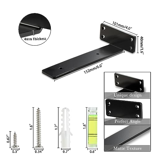 Heart Art FLOATING SHELF BRACKET 6 INCH 12 PACK Floating Shelf Bracket 6 Inch,12 Pack Heavy Duty Shelf Brackets,L Brackets thumb #1