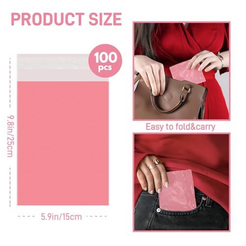 Image of Sanitary Napkin Disposal Bags FARVIGOR, 100Pcs Women Feminine Hygiene Disposal Bags for Tampons and Pads, Personal Disposal Bag Self-Sealing, Privacy Protection, 9.8x5.9 inch(Pink)