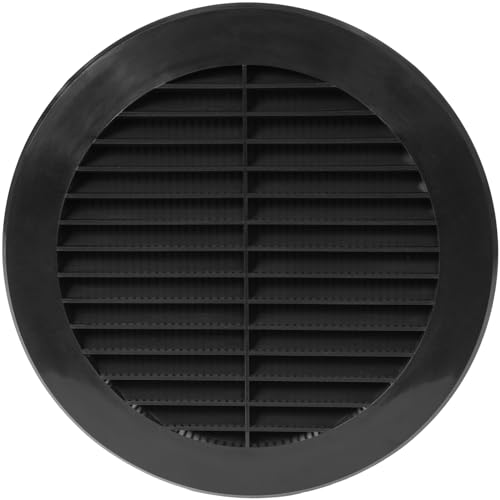 Image of Repa Market 6'' Inch Plastic Black - Vent Cover With Flange - Round Soffit Vent - Air Vent Louver - Grille Cover - Protective Screen Mesh - HVAC Ventilation