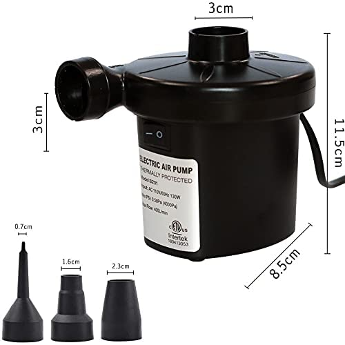 Electric Air Pump With 3 Nozzles, Portable Pump For Inflatables Couch, Pool Floats, Swimming Ring, Air Mattress Beds, Inflator/Deflator Pumps, 110V Ac/60Hz 130W #TOP6