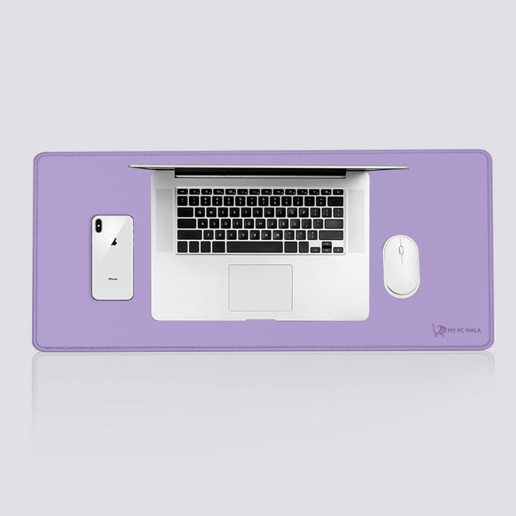 Image of Desk Mat 60x30 cm (11 x 23 inch) Purple | Large Mouse Pad for Office Computer Laptop Keyboard | Waterproof Anti-Slip Rubber Base Desk Mat