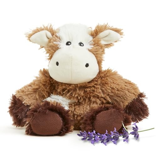 Image of warmies Junior Microwavable & Weighted Stuffed Animals, Cow - Heated Stuffed Animal Plushie for Warmth & Comfort - Cute Soft Plush Toys for Adults & Children (Boys, Girls, Babies & Toddlers)