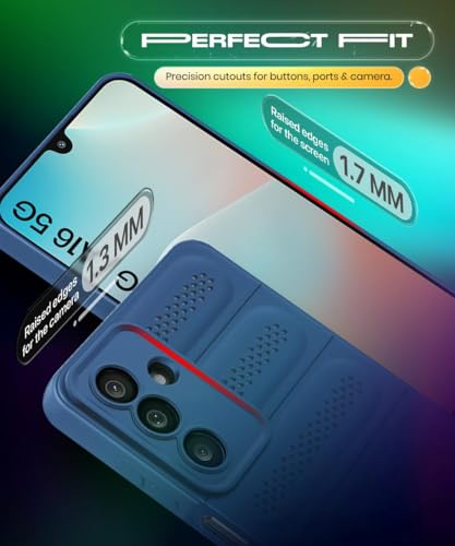 Image of WOW IMAGINE Ultimate Silicone Back Cover Case for Samsung Galaxy M16 5G | Galaxy F16 5G | Heat Dissipation Thin Soft TPU | 360 Camera Protection | Breathable Cooling Holes - Deep Blue