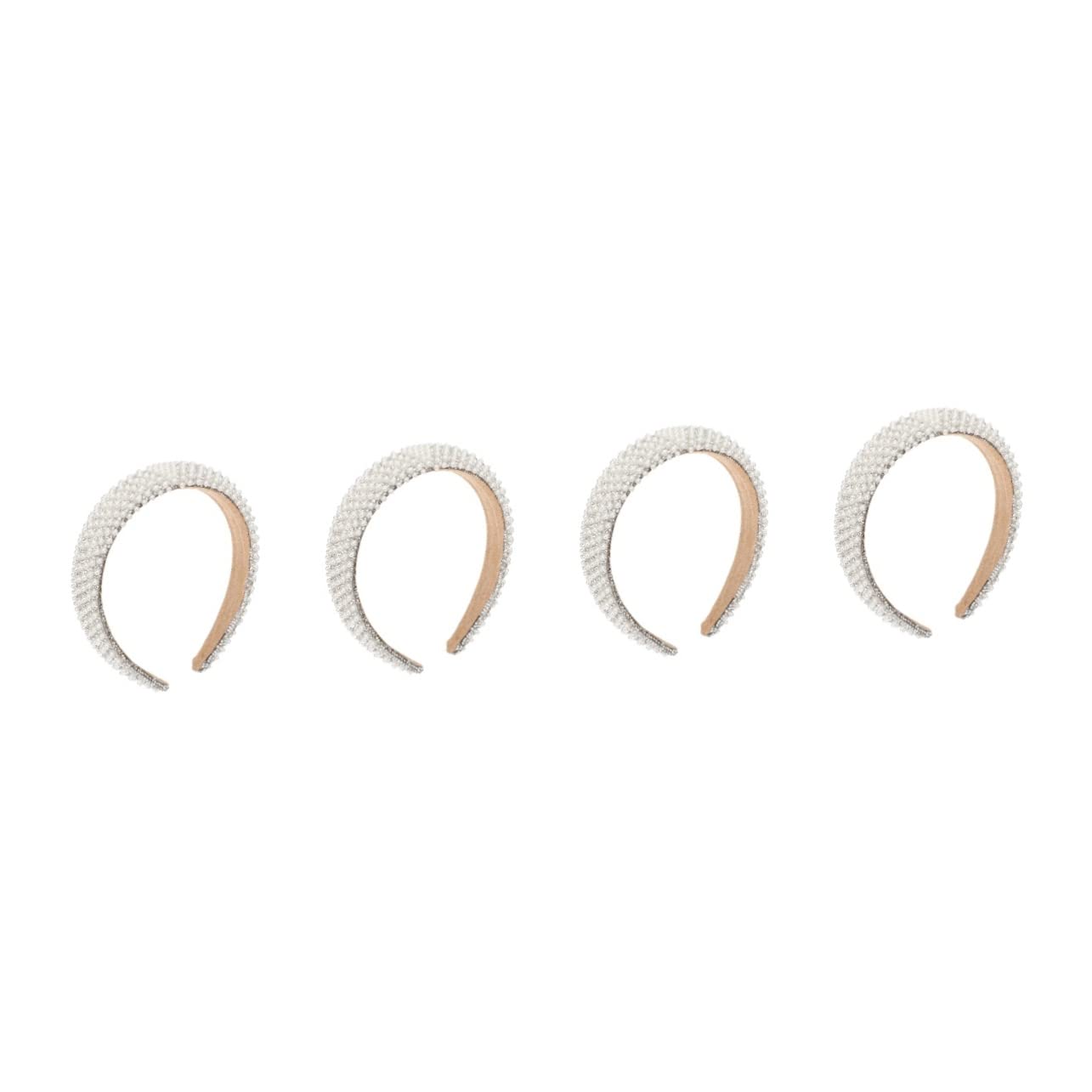 minkissy 4pezzi Fascia Per Barocca Strass e Perle Cerchietto Elegante Per Donne Design Chic Per Matrimoni e Feste Accessorio Vintage Per Occasioni Speciali
