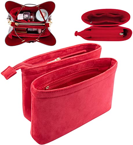 MTRSUE Lot de 2 organiseurs de sac à main en velours avec fermeture éclair en métal pour LV NeoNoe Noé et plus (Rouge) Cover