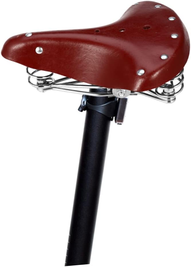 GANAZONO Faux Leather Bike Seat for Road Mountain Touring Bikes Vintage Style Saddle with Shockproof Springs Comfortable Cushion for Cycling and Racing Random Color