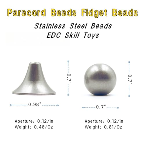 Paracord Beads Fidget Beads Skill Toys, Stainless Steel EDC Worry Beads Fidget Toys, Gifts for Skill Players