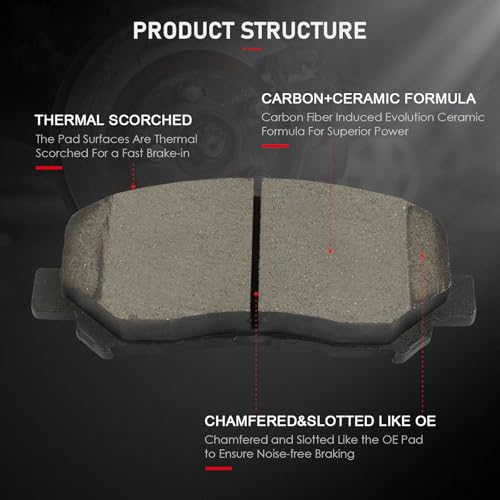 Image of cciyu D1640 & D1734 Front & Rear Ceramic Disc Brake Pads Kit For Chrysler 200 2015-2017,For Jeep For Cherokee 2014-2017