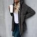 Damen Winter Fleecejacke Lose Warm Cardigan Mantel Kapuze Oberbekleidung Damen dick weich für Sherpa Pullover Casual Langarm Übergröße Herbst (XL Grau)