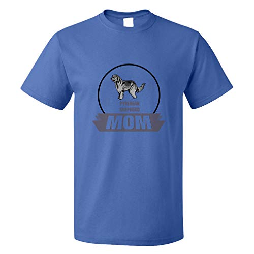 Custom Funny Graphic T Shirts for Men Mom Pyrenean Shepherd Dog Cotton Top Royal Blue Design Only 3X Large
