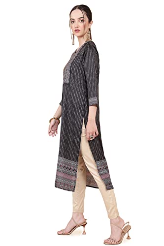 Image of Soch Women Black Rayon Kurta