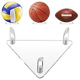 Thinp 1 Ballständer, Ballständer Fussball Ständer Ball Halter Ballhalterung Stehend Football Ständer Kugelständer Ballregal Klar Dreieck Basketball Halter Acrylständer Volleyball Fußball(Transparent)