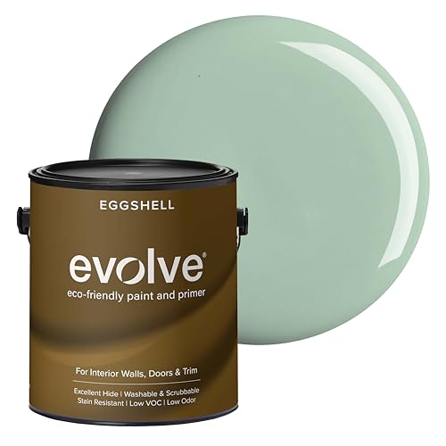 EVOLVE Paint & Primer: Environment-friendly, Low Sheen with One-coat Coverage for Interior & Exterior surfaces (Seafoam Green, 1-Gallon)