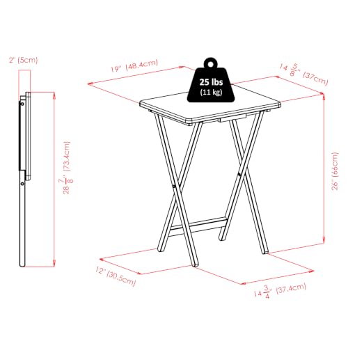 Image of Winsome Alex Set of 4 Foldable Snack Tables with Storage Rack, Black, 26 inch | Easy to Store Portable Fold Up Table Set for Kitchen, Living Room TV Dining, Crafts, Puzzles, Work From Home