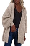 dowerme Women Open Front Cardigans Trendy Fall Long Sleeve Drop Shoulder Soft Knit Slouchy Sweater Winter Outerwear 2025(Camel,Medium)