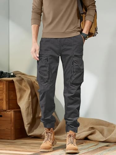 Image of Leriya Fashion Men's Cargo Pants with Pockets | Cotton Joggers for Men | 6 Pocket Jeans Pant | Casual Trousers for Men | Comfortable Casual Workwear Joggers