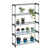 Relaxdays Pflanzenregal, 5 Ablagen, Pflanzenständer Blumen & Kräuter, Metall Blumenständer, HxBxT: 139x91x28,5 cm, grün