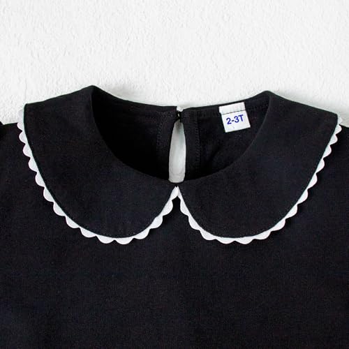 12M-6Y Toddler Baby Girls Ruffle Collar Blouse Kids Girl Solid Color T-Shirts Casual Tee Tops4