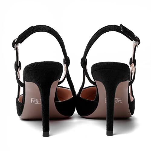 MODENCOCO Womens Pointed Toe Party Slingback Elegant Suede Sexy Buckle Stiletto High Heel Pumps Dress Shoes 3.5 Inch4