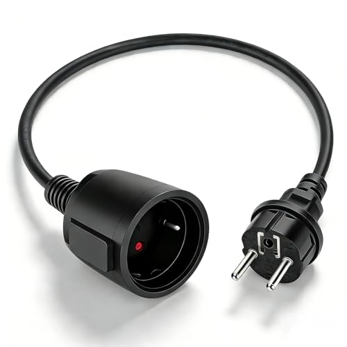 Schuko Verlängerungskabel Kurz Schutzkontakt Verlängerungskabel Schwarz 16A /250V Netzkabel Steckdosenverlängerung 3x1 5 mm 16A 250V IP44 Für Zuhause Büro Außenbereich