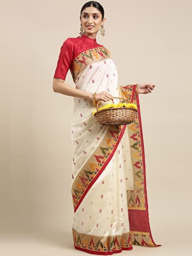 Image of AKHILAM Women's Banarasi Silk Printed Saree With Unstitched Blouse Piece (F013PJ139 Parent)