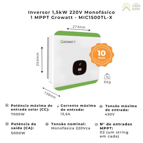 Inversor Solar Monofásico 2,5kW 220V 1 MPPT - MIC2500TL X
