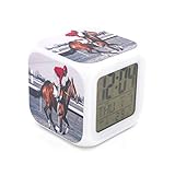 BoFy Led Alarm Clock Knight Horse Racing Sports Pattern Personality Creative Noiseless Multi-Functional Electronic Desk Table Digital Alarm Clock for Unisex Adults Kids Toy Gift