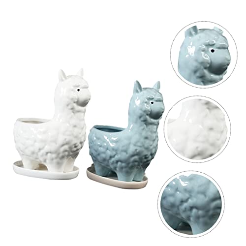 HANABASS 4 Stks Wit Met Chinese Lama Planten Pot Bonsai Balkon Kantoor Ornament Bureau Dier Porselein Container Plant… - Afbeelding 7