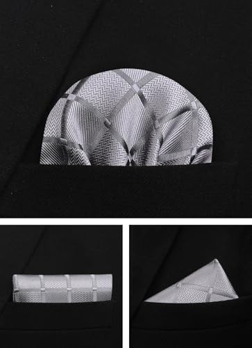 Image of Striped Plaid Polka Dot Mens Tie Formal Necktie Pocket Squares Ties Clips Cufflinks Classic for Men Set