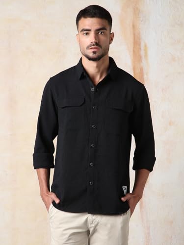Image of High Star Men's Full Sleeve Double Pocket Shirt | Stylish Casual Shirt for Men | Trendy & Comfortable